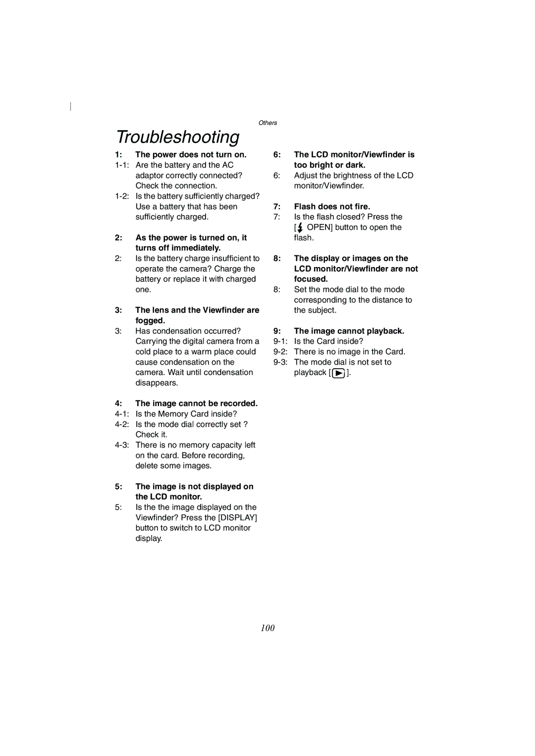 Panasonic DMC-FZ2A operating instructions Troubleshooting 