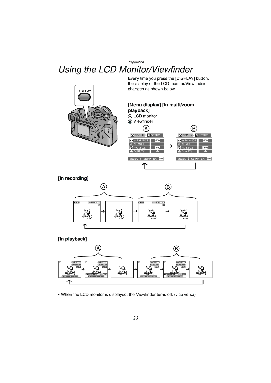 Panasonic DMC-FZ2A operating instructions Using the LCD Monitor/Viewfinder, Menu display In multi/zoom playback 