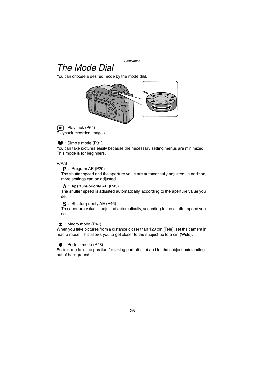 Panasonic DMC-FZ2A operating instructions Mode Dial 