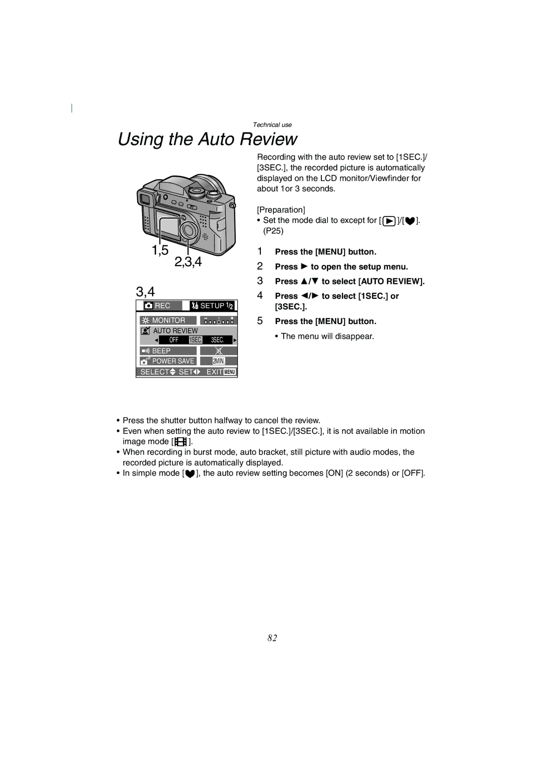 Panasonic DMC-FZ2A operating instructions Using the Auto Review 