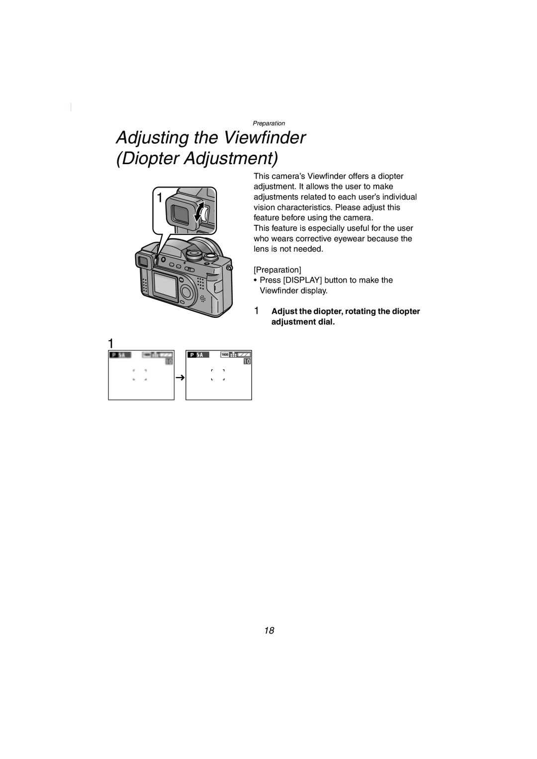 Panasonic DMC-FZ2PP operating instructions Adjusting the Viewfinder Diopter Adjustment, adjustment dial 