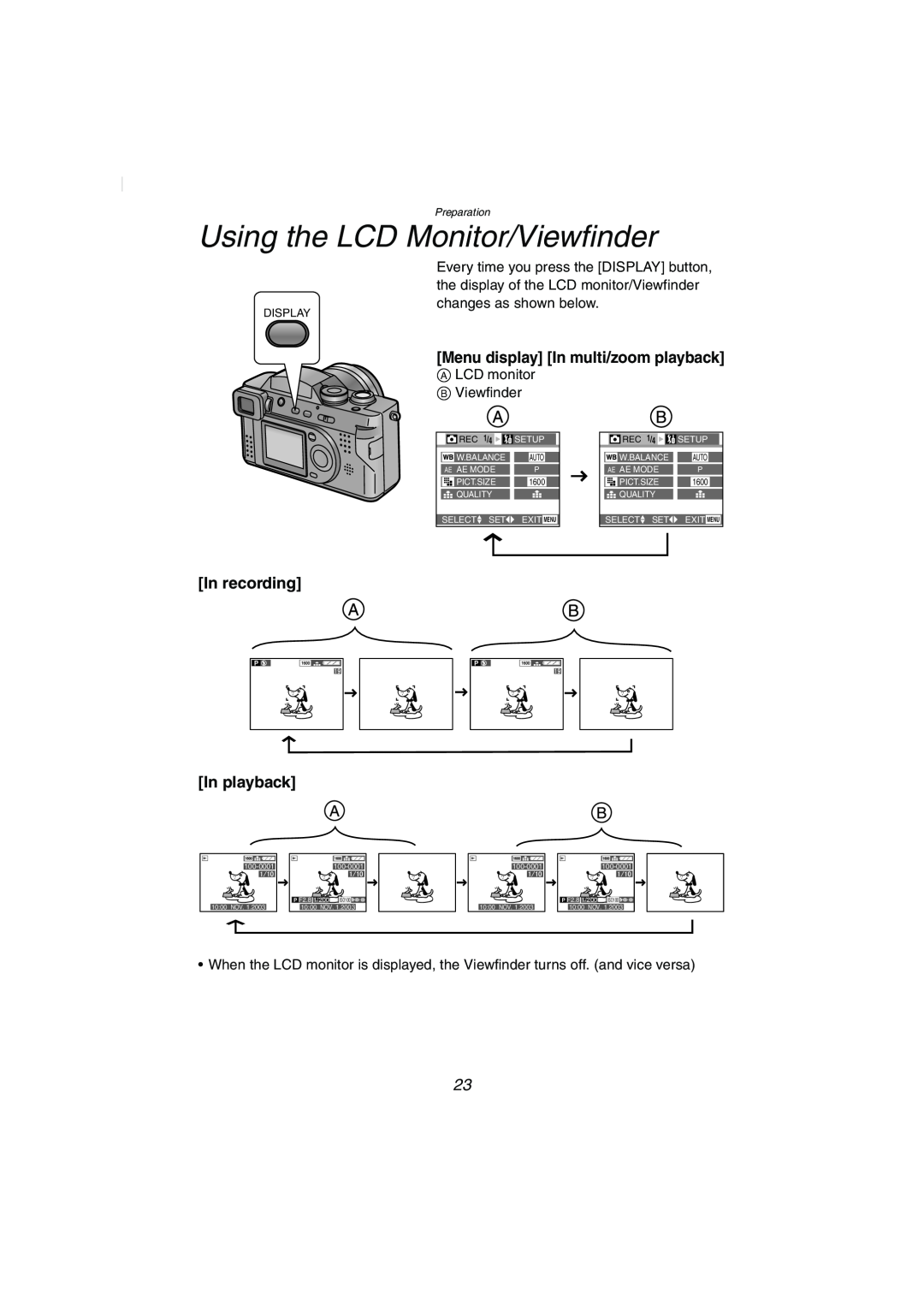 Panasonic DMC-FZ2PP operating instructions Using the LCD Monitor/Viewfinder 
