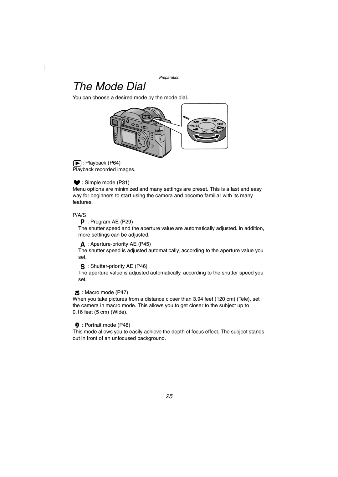 Panasonic DMC-FZ2PP operating instructions The Mode Dial 