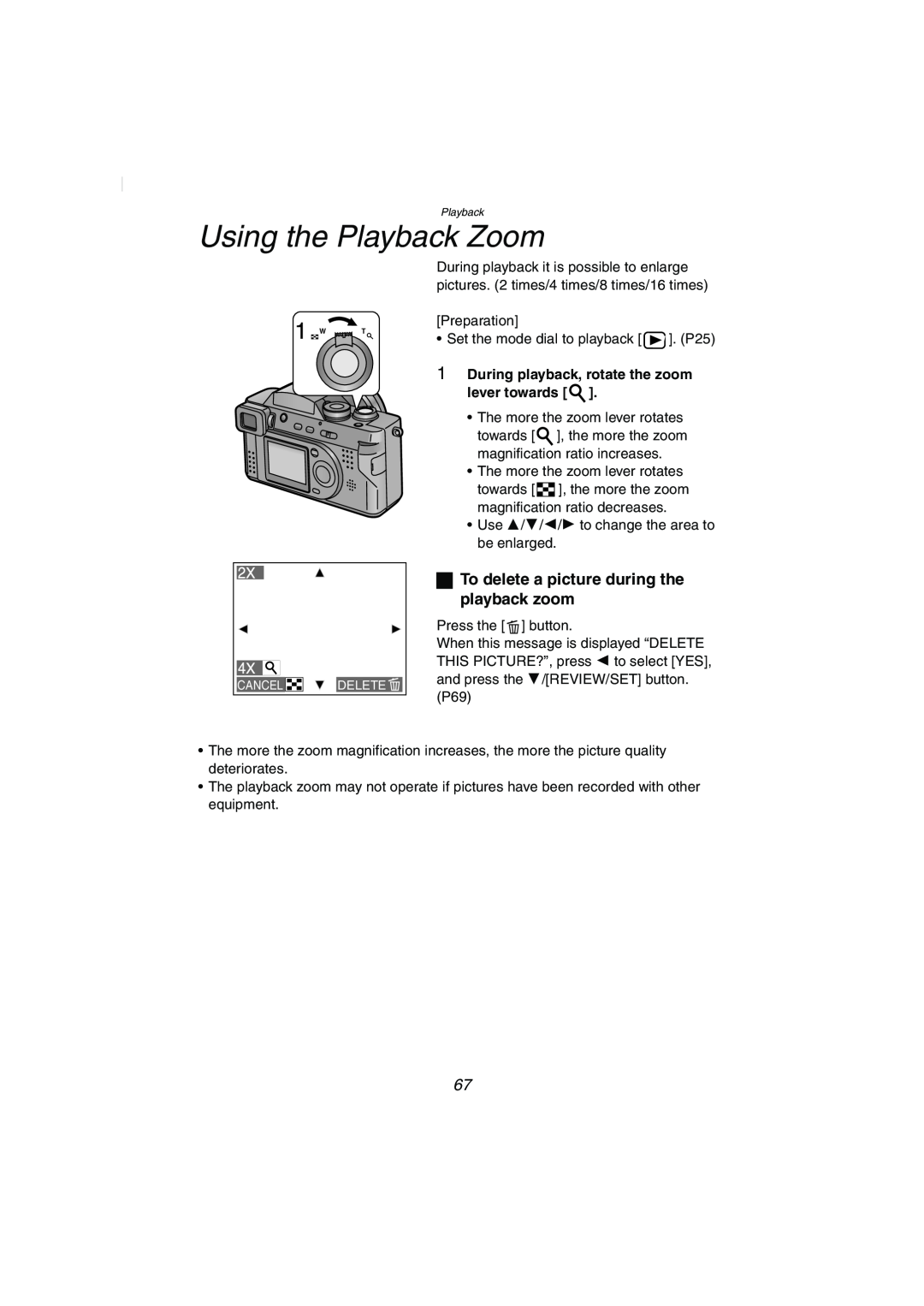 Panasonic DMC-FZ2PP operating instructions Using the Playback Zoom, ª To delete a picture during the playback zoom 