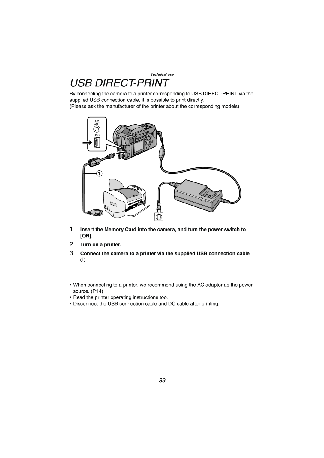 Panasonic DMC-FZ2PP operating instructions Usb Direct-Print, Turn on a printer 