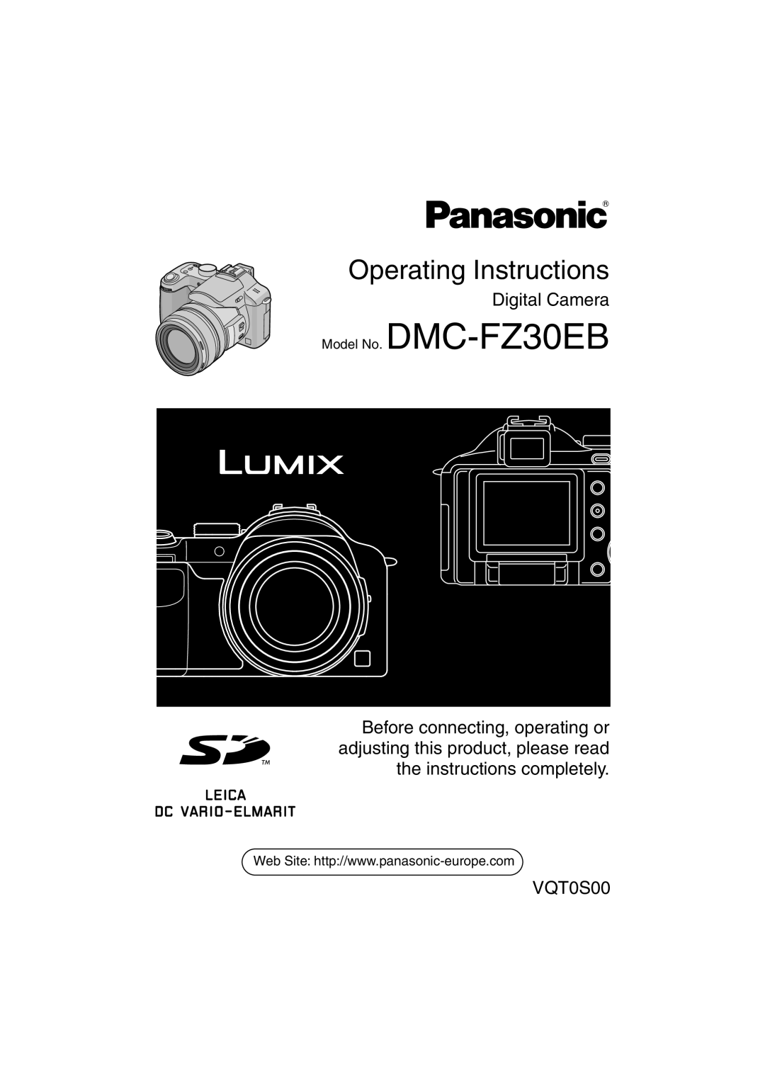 Panasonic DMC-FZ30EB operating instructions Operating Instructions 