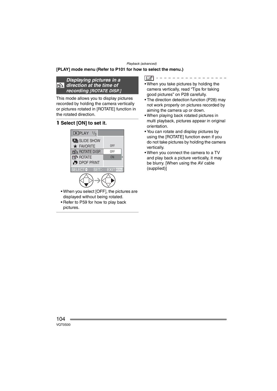 Panasonic DMC-FZ30EB operating instructions 104 