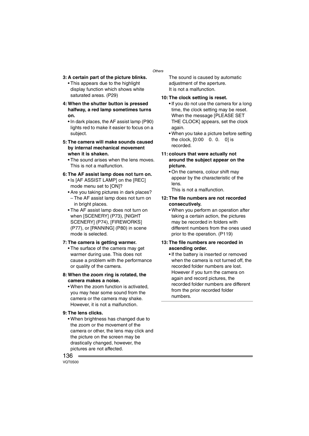 Panasonic DMC-FZ30EB operating instructions 136 