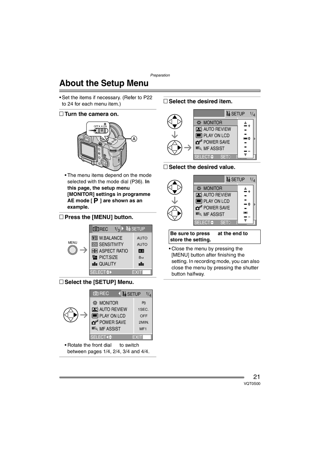 Panasonic DMC-FZ30EB operating instructions About the Setup Menu 