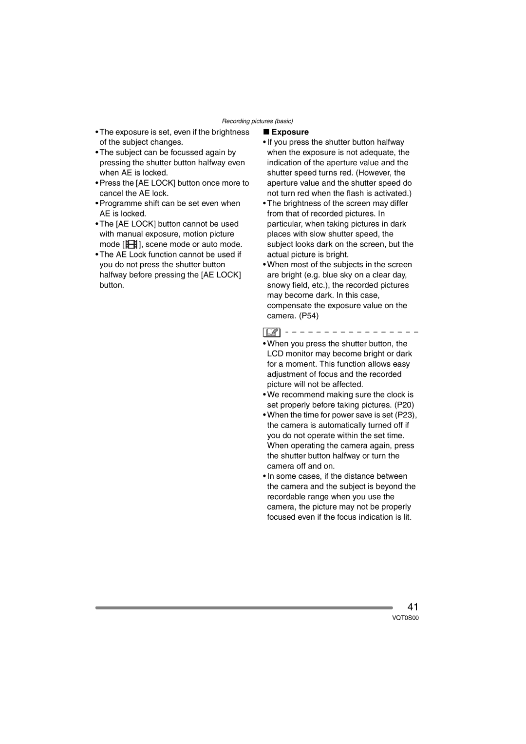 Panasonic DMC-FZ30EB operating instructions Exposure 