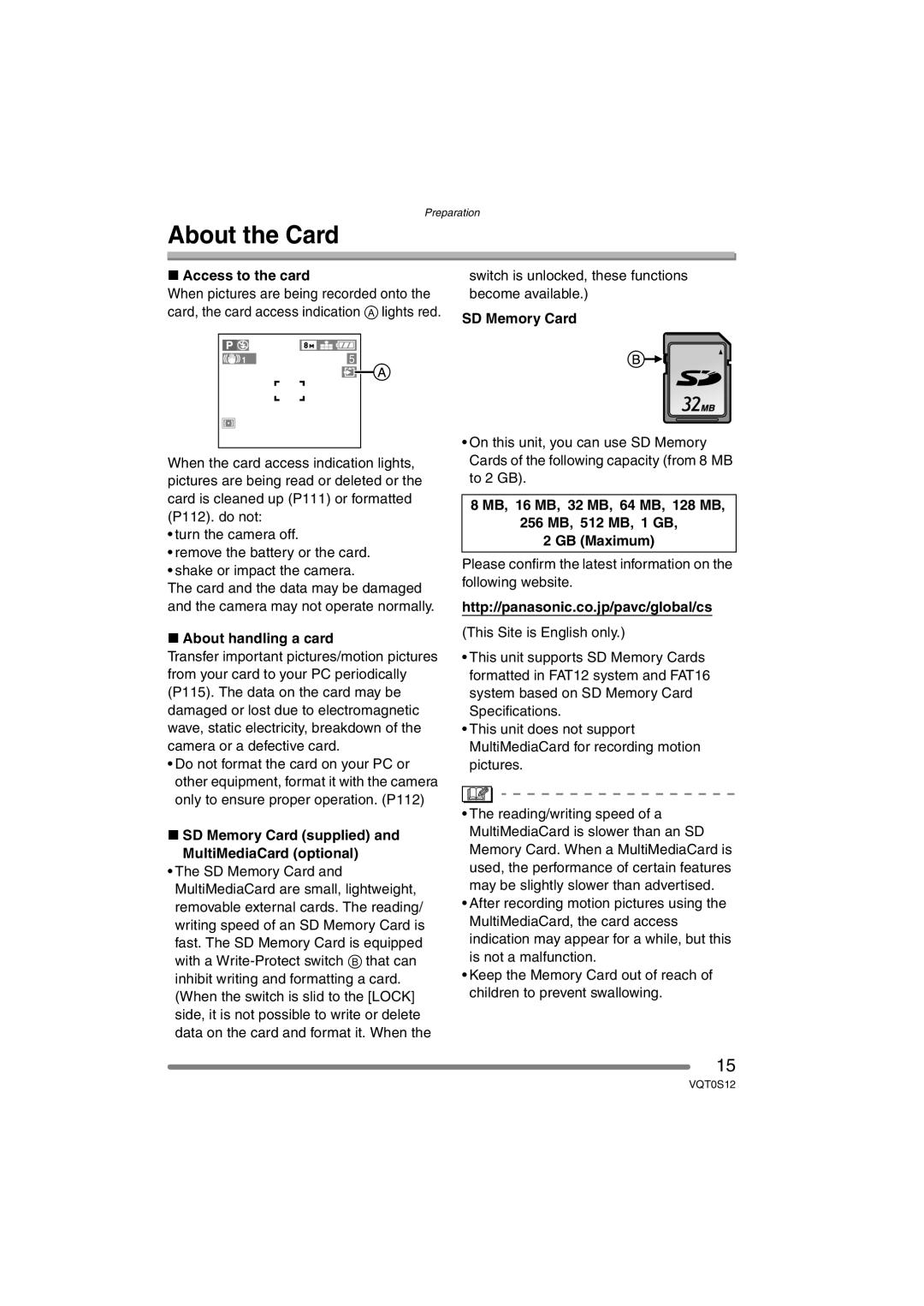 Panasonic DMC-FZ30GN operating instructions About the Card 