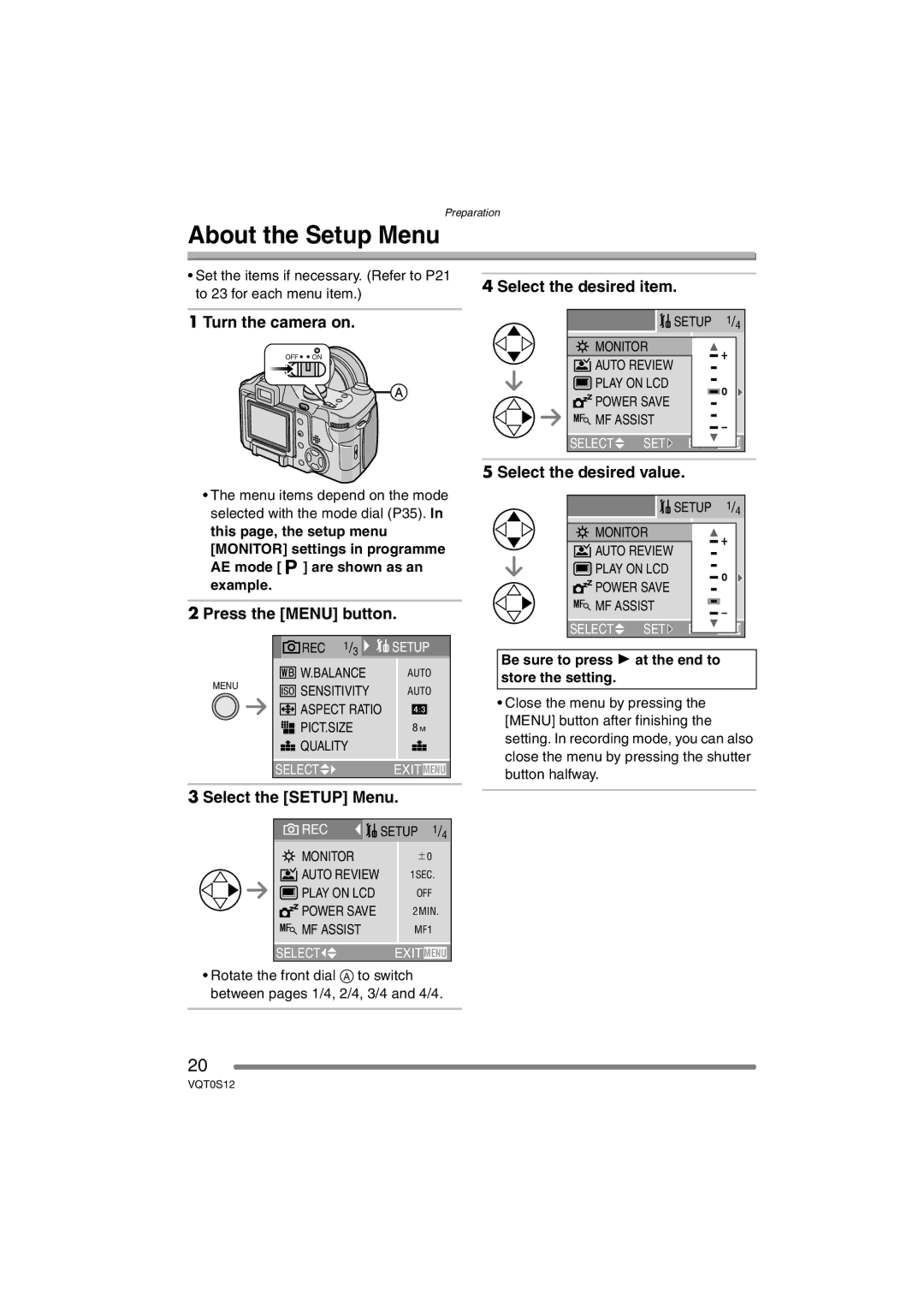 Panasonic DMC-FZ30GN operating instructions About the Setup Menu 