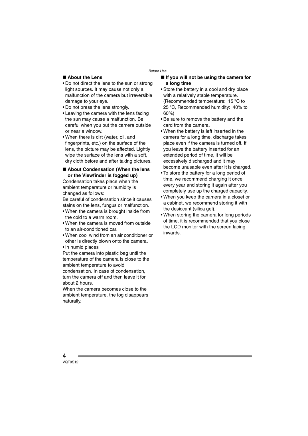 Panasonic DMC-FZ30GN operating instructions About the Lens, If you will not be using the camera for a long time 