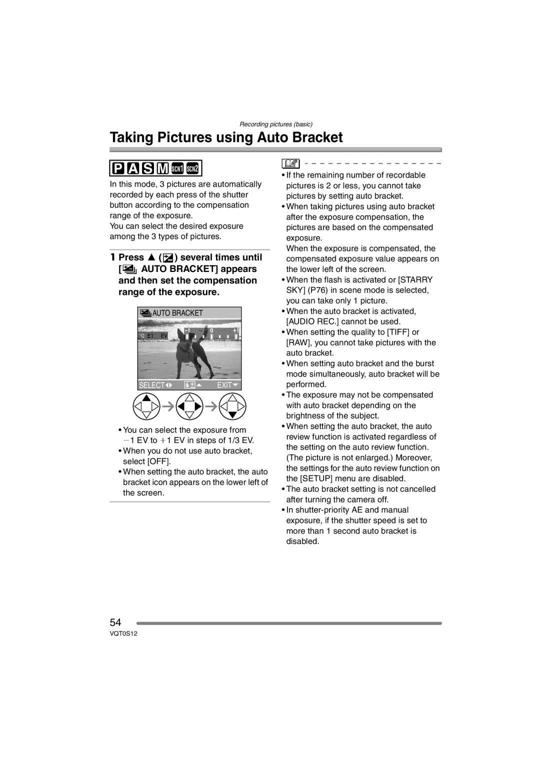 Panasonic DMC-FZ30GN operating instructions Taking Pictures using Auto Bracket 