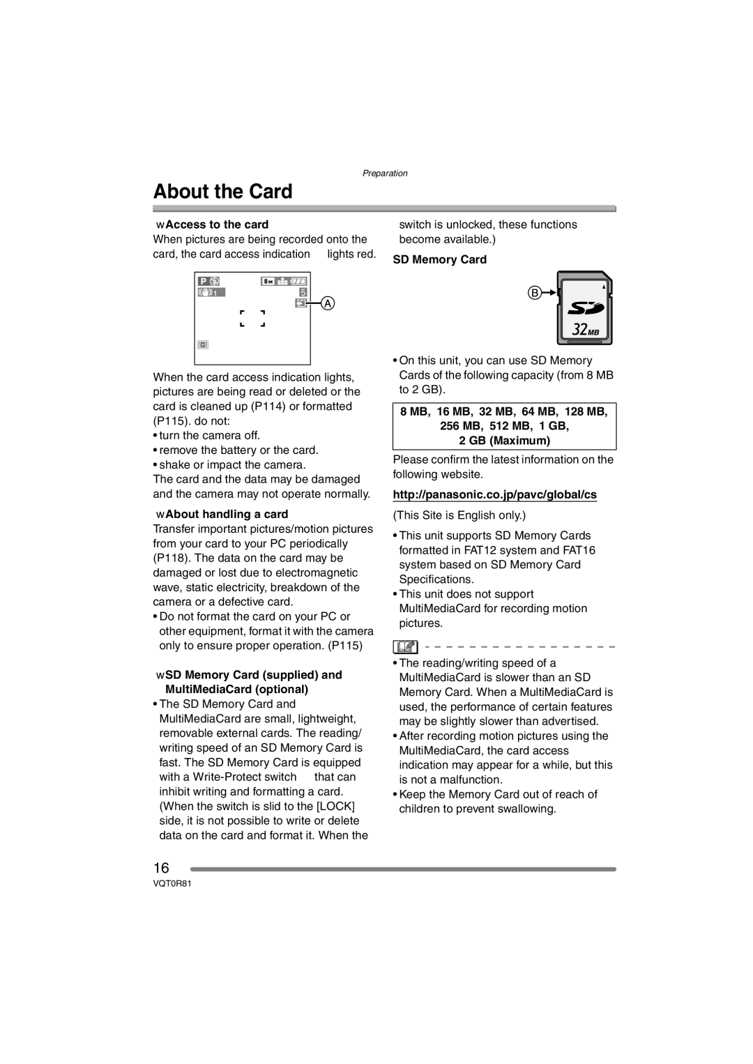 Panasonic DMC-FZ30PP operating instructions About the Card 