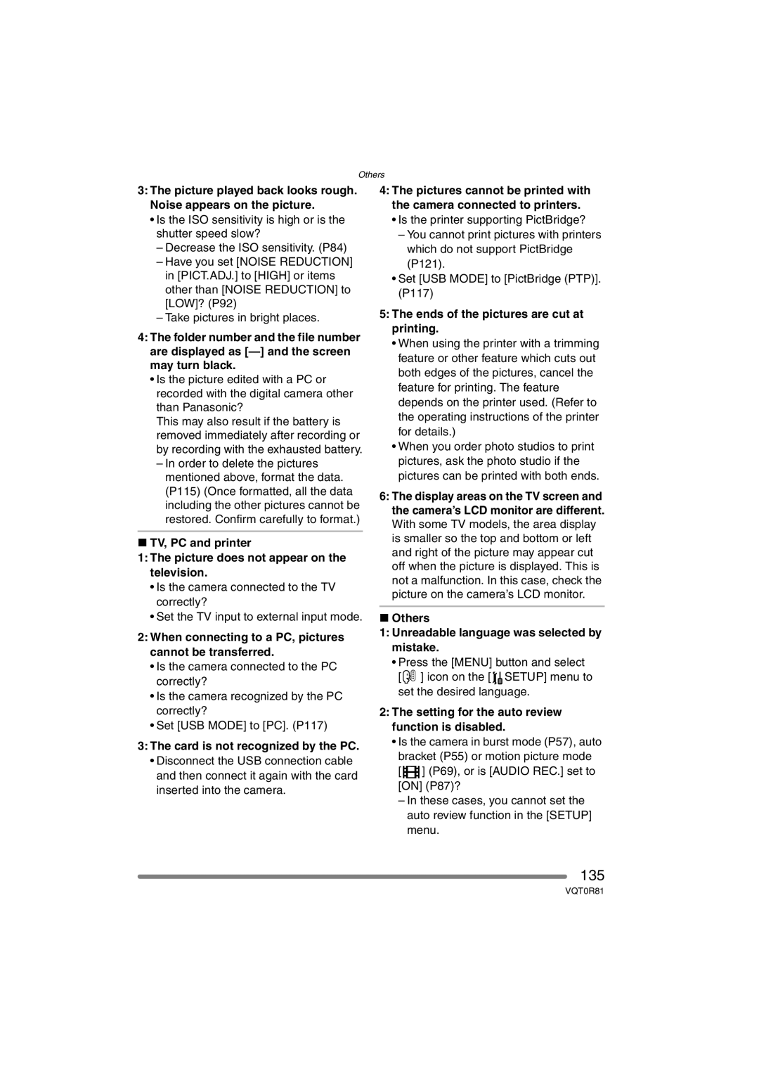 Panasonic DMC-FZ30PP operating instructions 135 