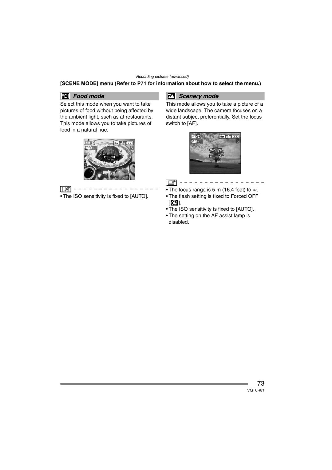 Panasonic DMC-FZ30PP operating instructions Food mode 