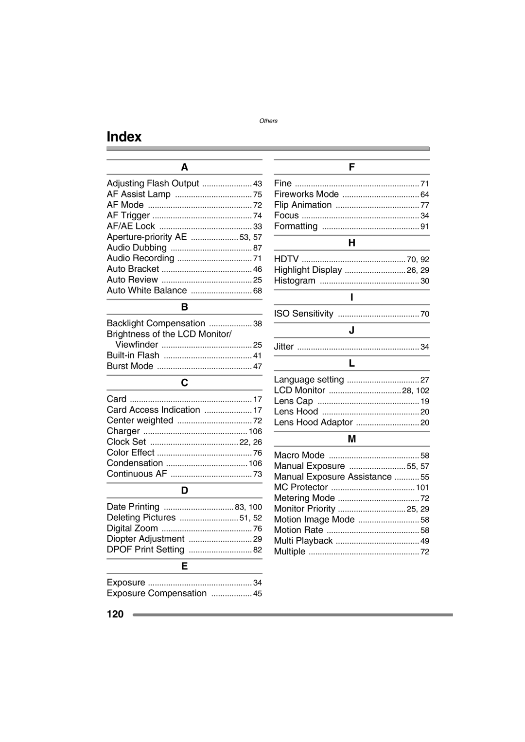 Panasonic DMC-FZ3PP operating instructions Index, Brightness of the LCD Monitor 