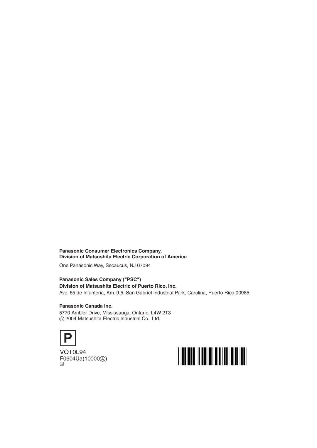 Panasonic DMC-FZ3PP operating instructions Panasonic Canada Inc 