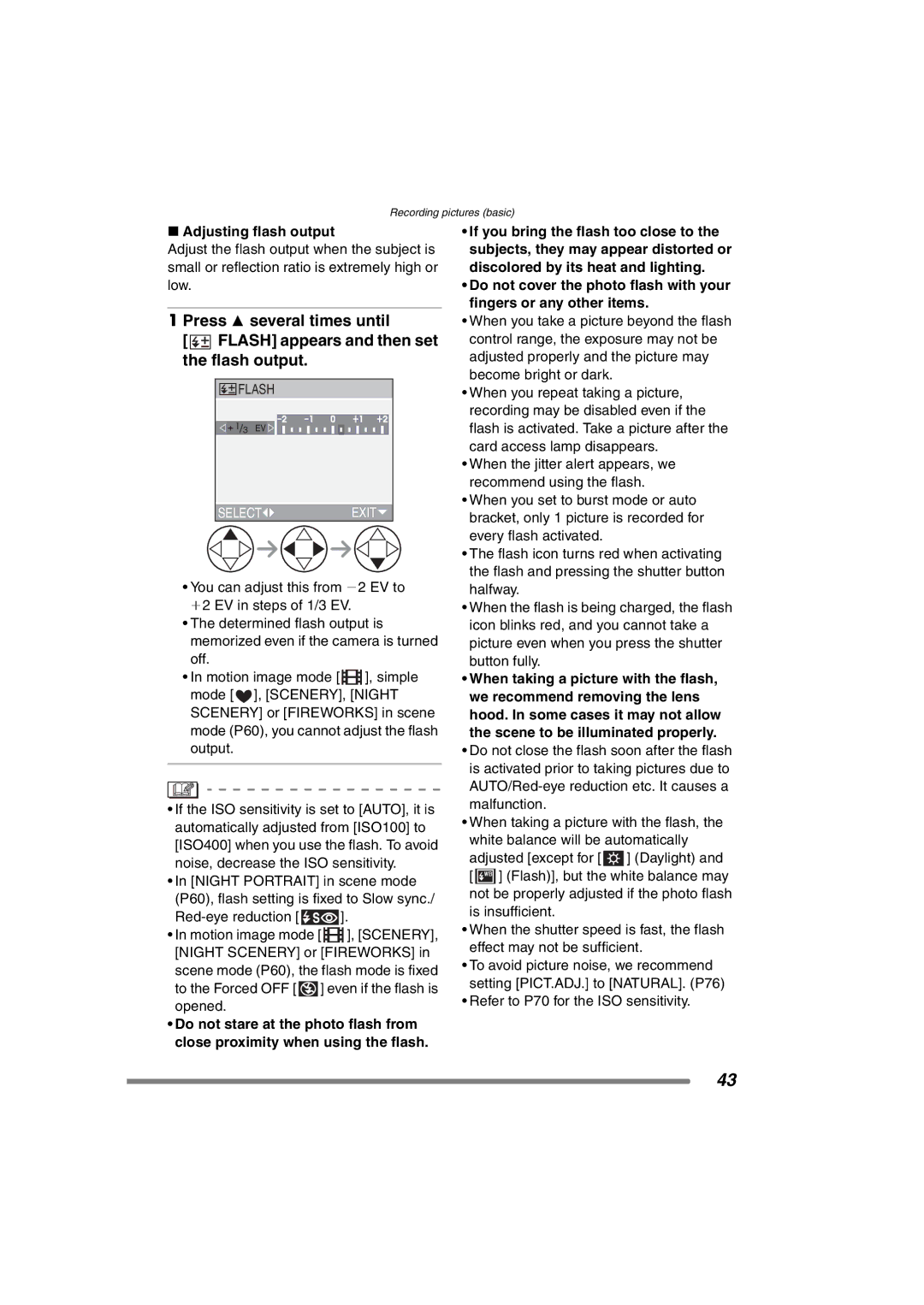 Panasonic DMC-FZ3PP operating instructions Adjusting flash output 