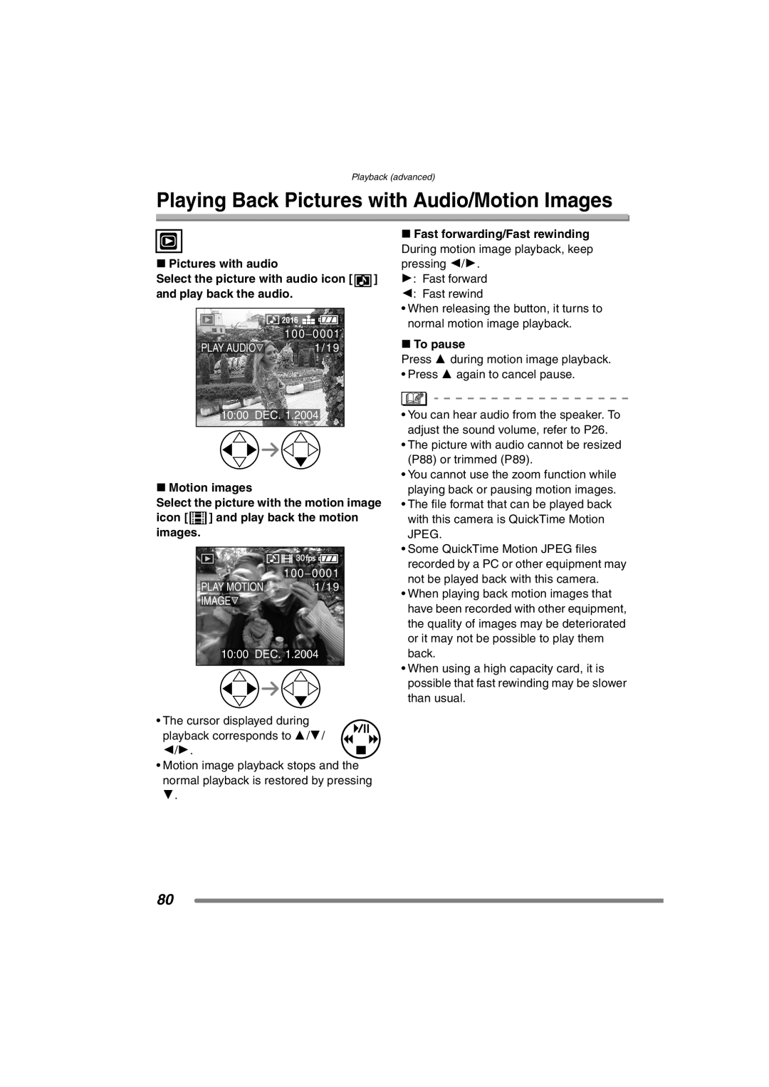 Panasonic DMC-FZ3PP operating instructions Playing Back Pictures with Audio/Motion Images, To pause 