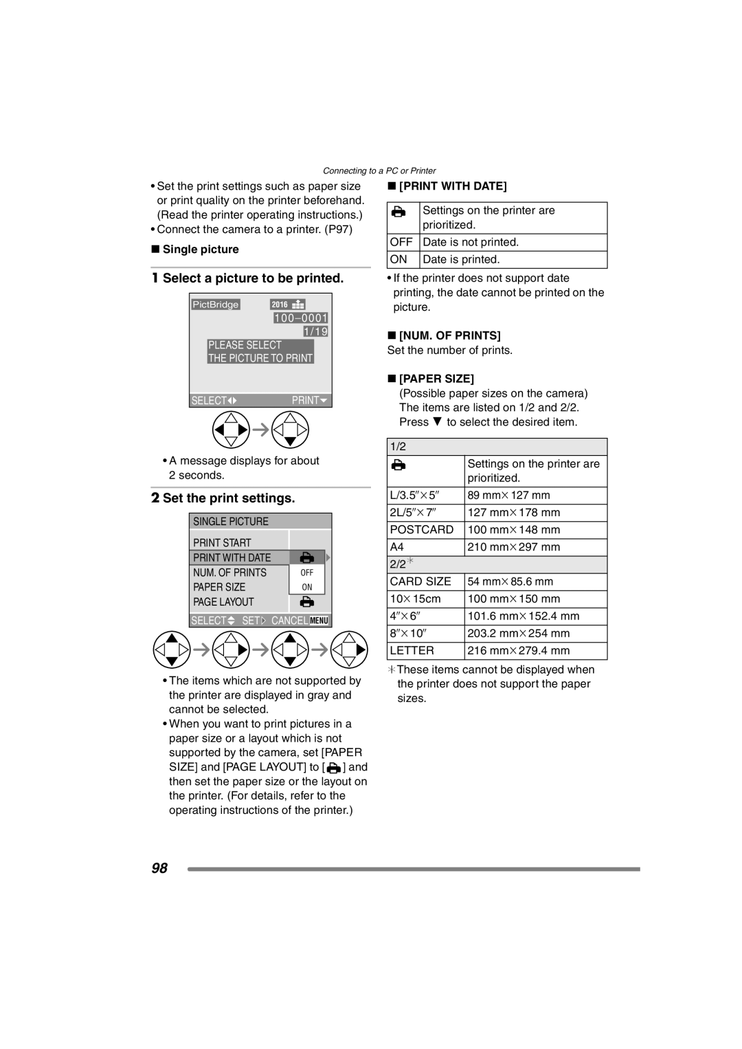 Panasonic DMC-FZ3PP operating instructions Select a picture to be printed, Set the print settings, Single picture 