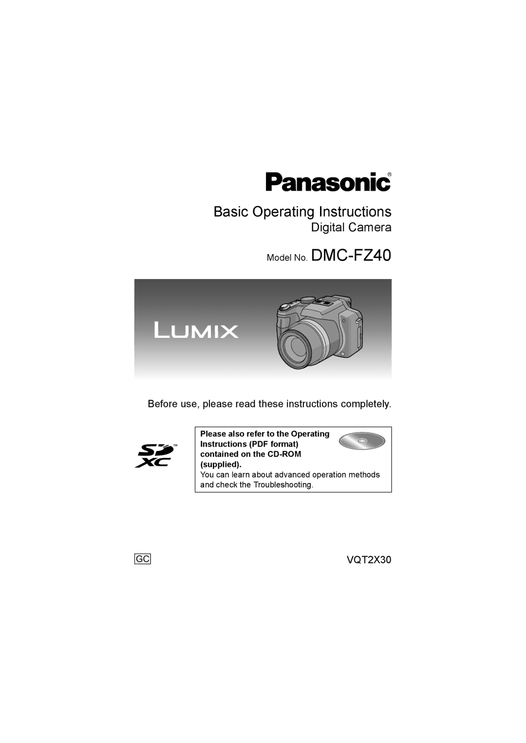 Panasonic DMC-FZ40 operating instructions Basic Operating Instructions 