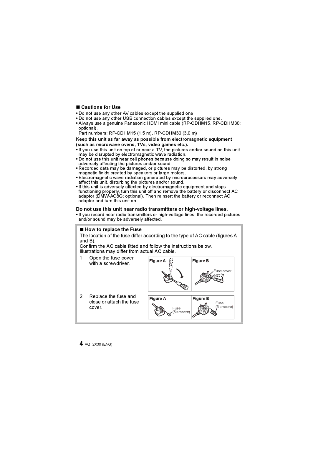 Panasonic DMC-FZ40 operating instructions How to replace the Fuse, Figure a 