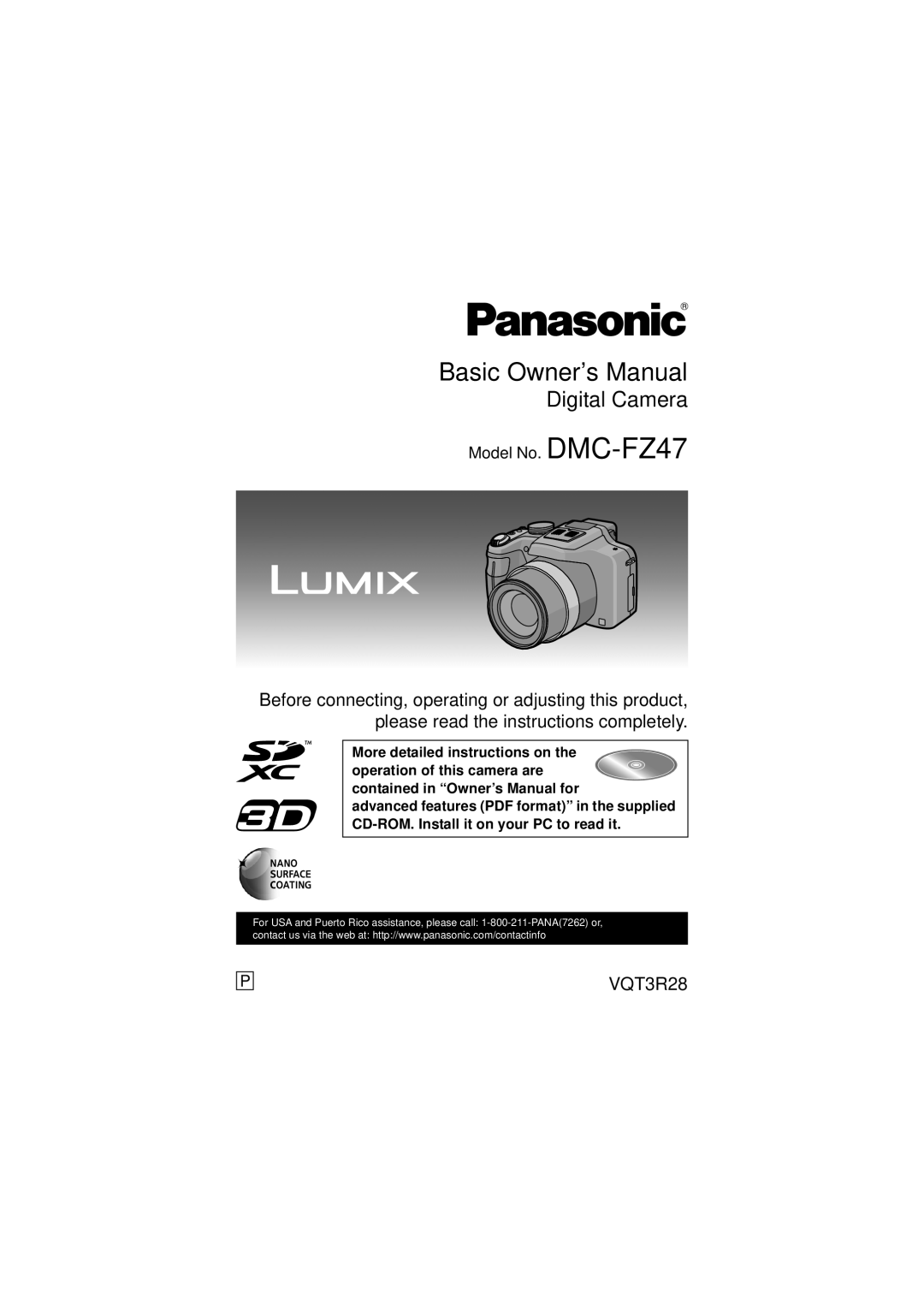 Panasonic DMC-FZ47 owner manual Digital Camera 