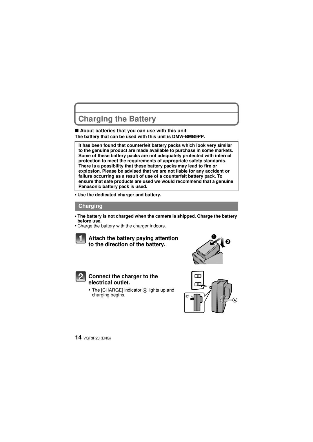 Panasonic DMC-FZ47 owner manual Charging the Battery, About batteries that you can use with this unit 