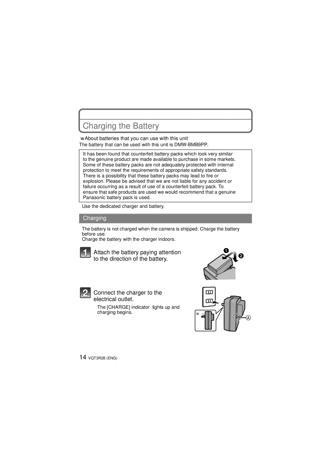 Panasonic DMC-FZ47 owner manual Charging the Battery, About batteries that you can use with this unit 