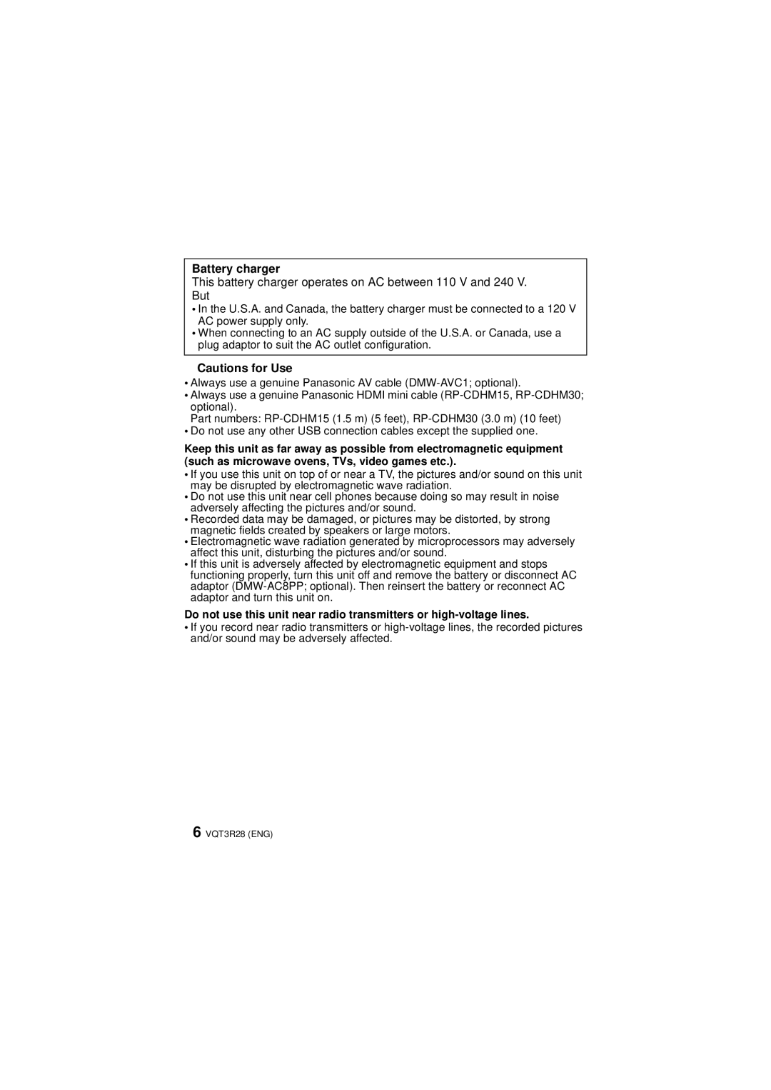 Panasonic DMC-FZ47 owner manual Battery charger 