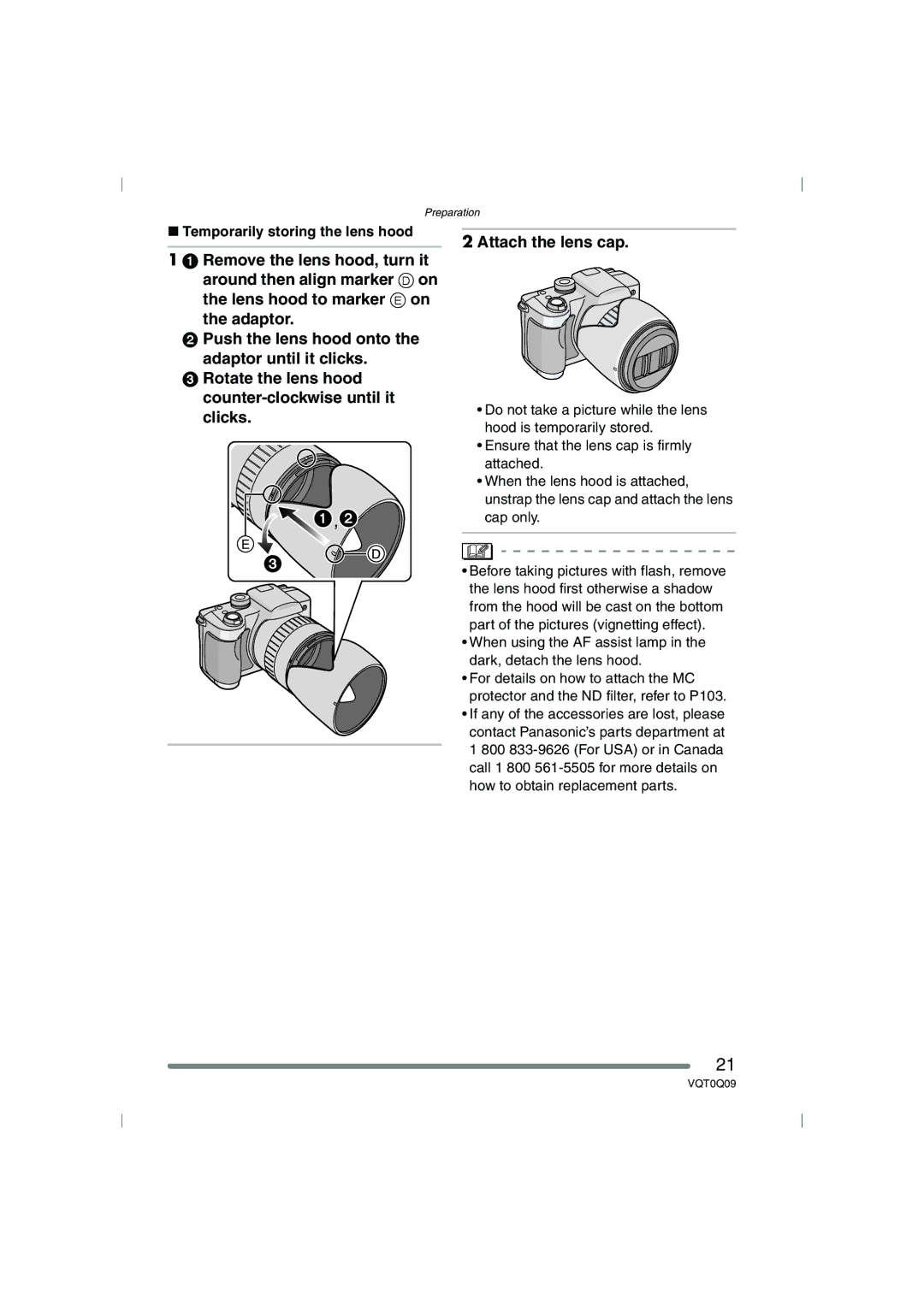 Panasonic DMC-FZ4PP, DMC-FZ5PP operating instructions Temporarily storing the lens hood 