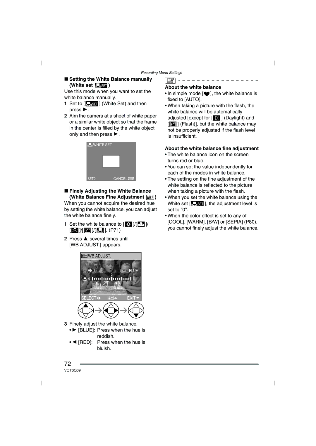 Panasonic DMC-FZ5PP, DMC-FZ4PP operating instructions Setting the White Balance manually White set, About the white balance 