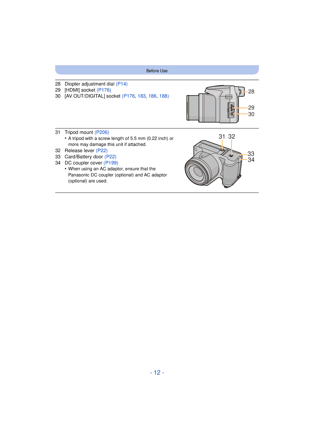 Panasonic DMC-FZ60K, DMC-FZ200K owner manual Before Use 