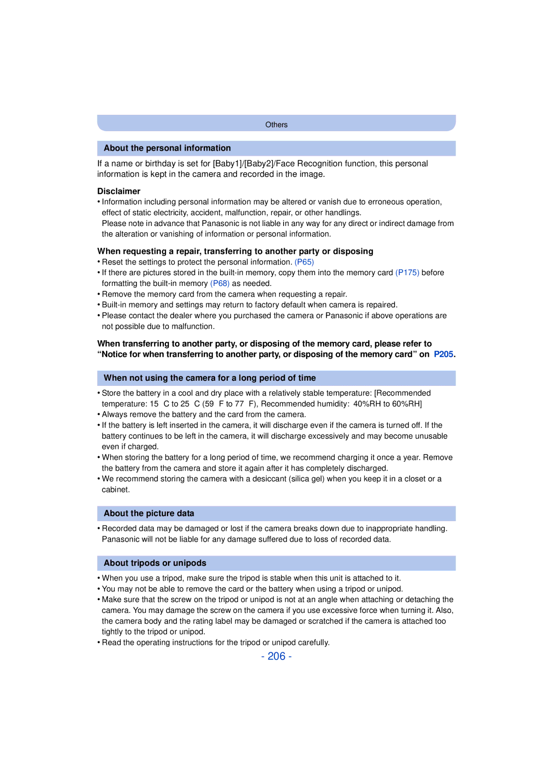 Panasonic DMC-FZ60K, DMC-FZ200K owner manual 206 