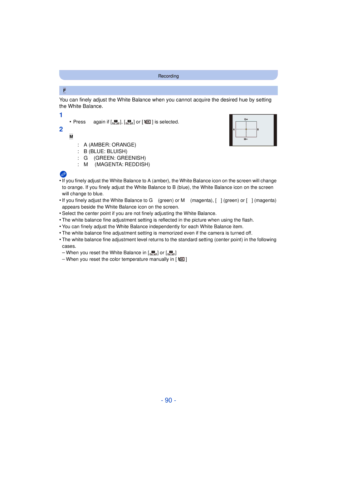 Panasonic DMC-FZ60K, DMC-FZ200K owner manual Finely adjusting the White Balance, Select White Balance and then press 