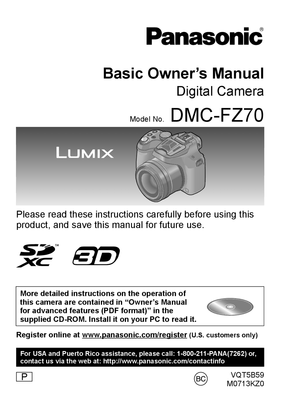 Panasonic DMCFZ70K, DMC-FZ70 owner manual Digital Camera 