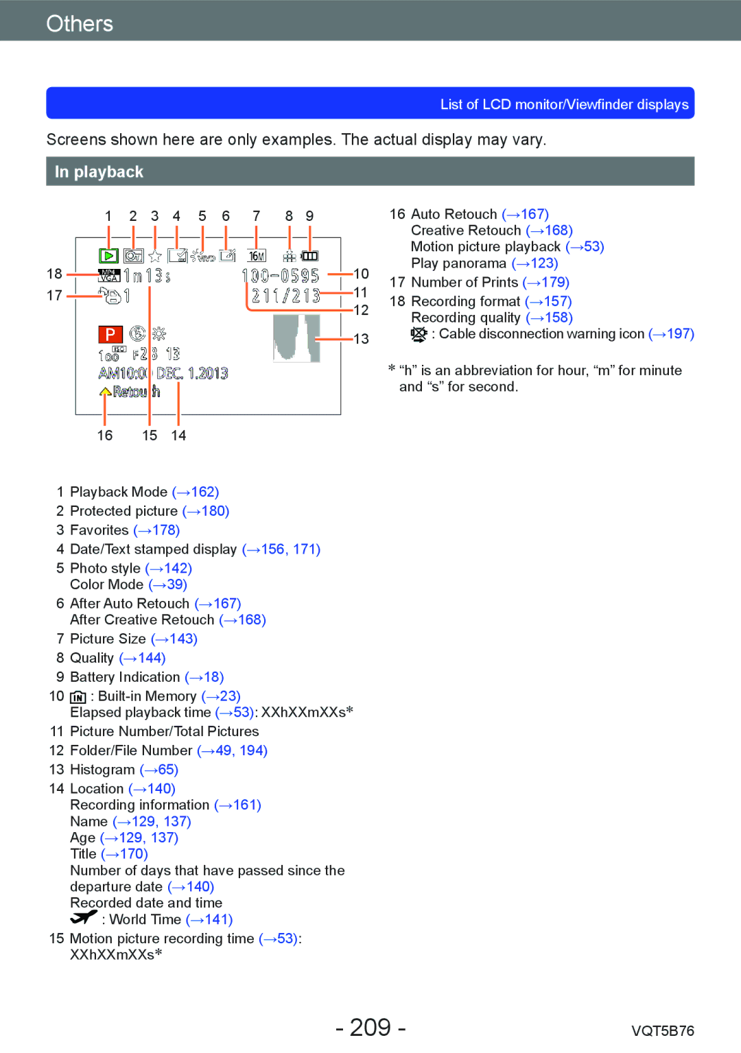 Panasonic DMC-FZ70 owner manual 209, Playback 