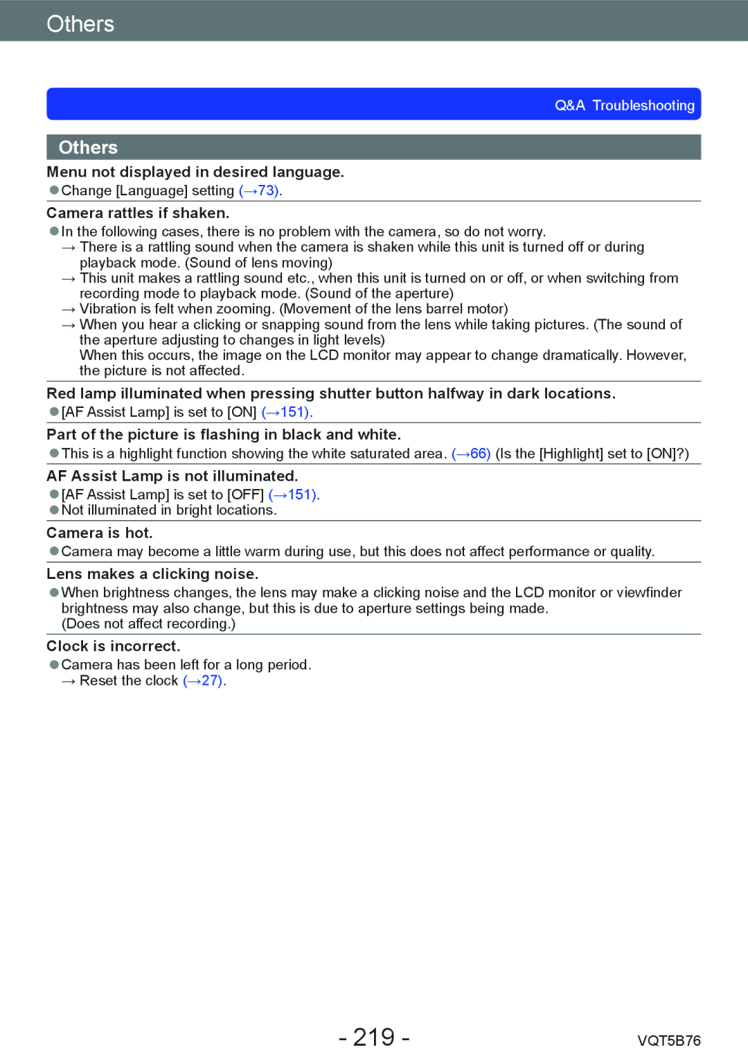 Panasonic DMC-FZ70 owner manual 219, Others 