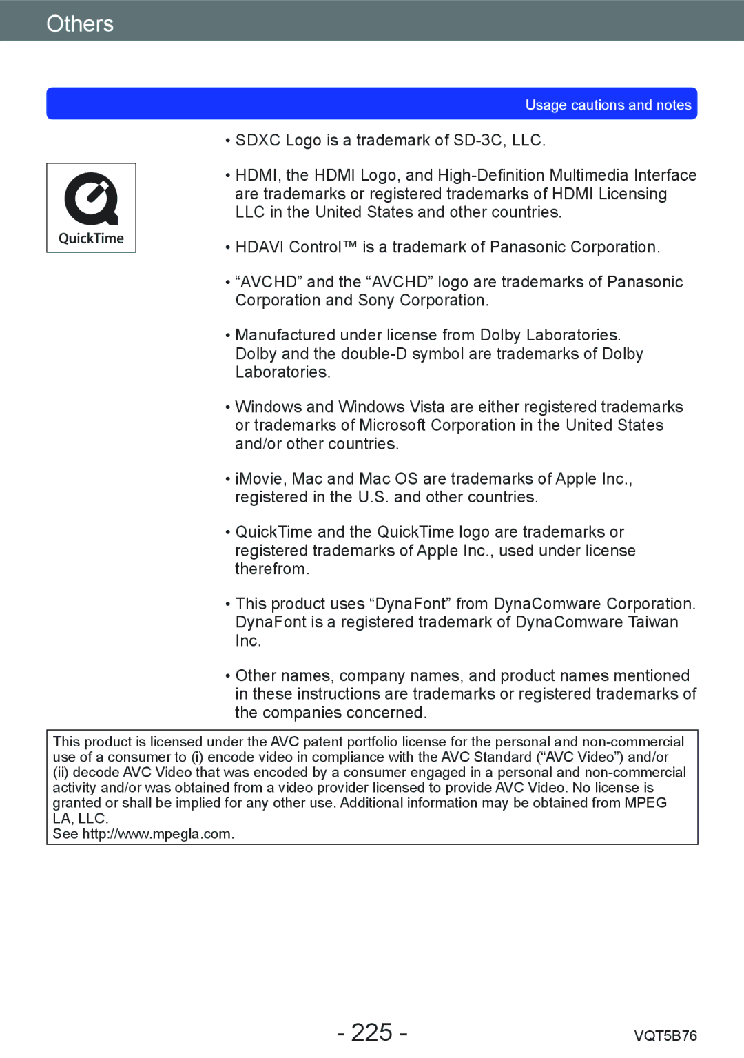 Panasonic DMC-FZ70 owner manual 225 