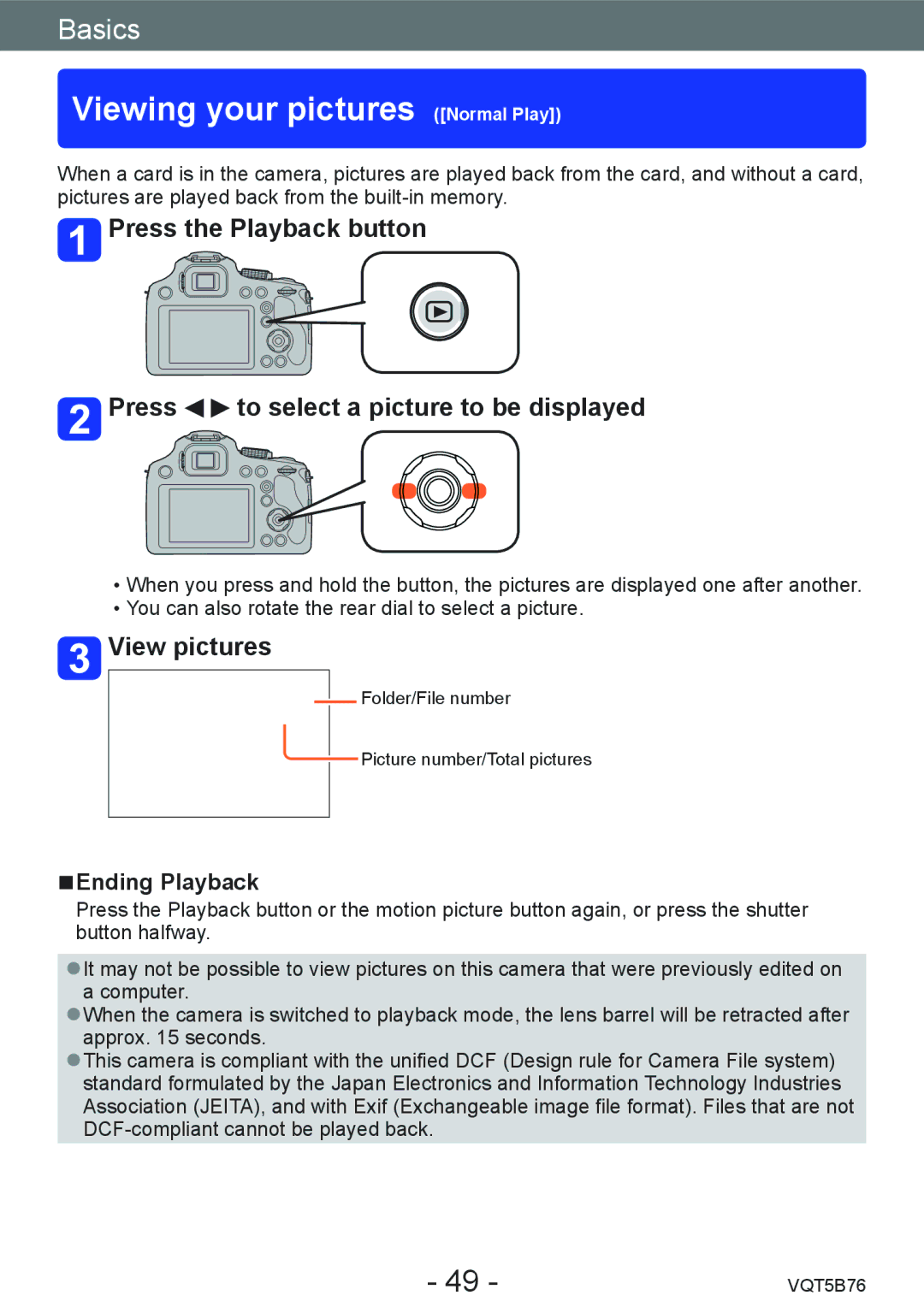 Panasonic DMC-FZ70 owner manual Viewing your pictures Normal Play, View pictures, Ending Playback 