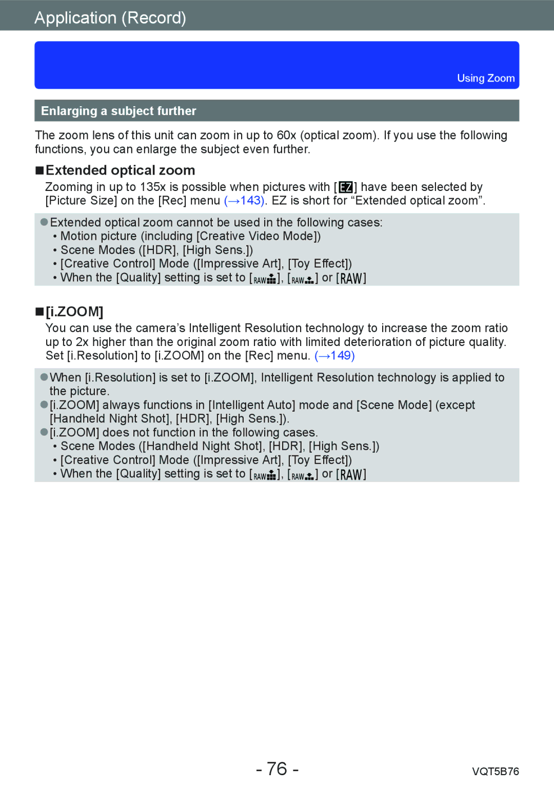 Panasonic DMC-FZ70 owner manual Extended optical zoom, Zoom, Enlarging a subject further 