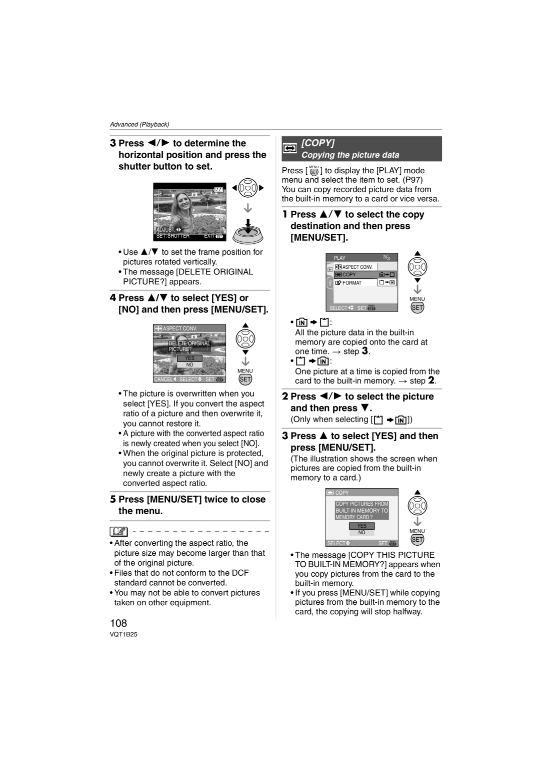 Panasonic DMC-FZ8, DMCFZ8K operating instructions 108, Copying the picture data, Only when selecting 