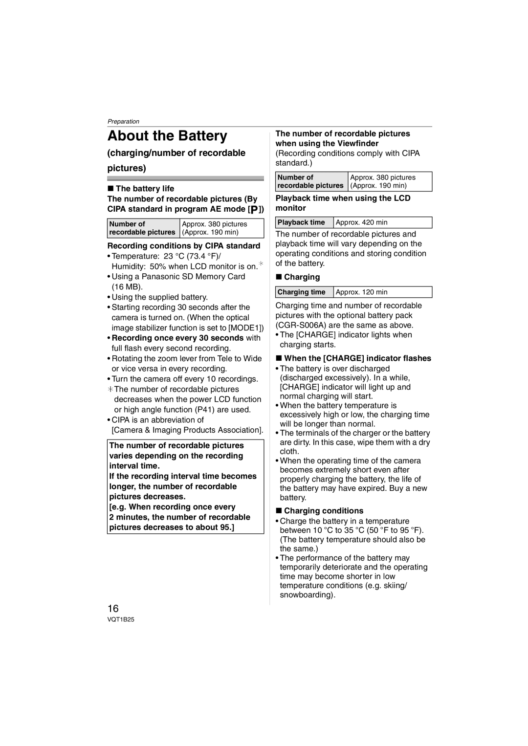 Panasonic DMC-FZ8, DMCFZ8K operating instructions About the Battery, Charging/number of recordable Pictures 