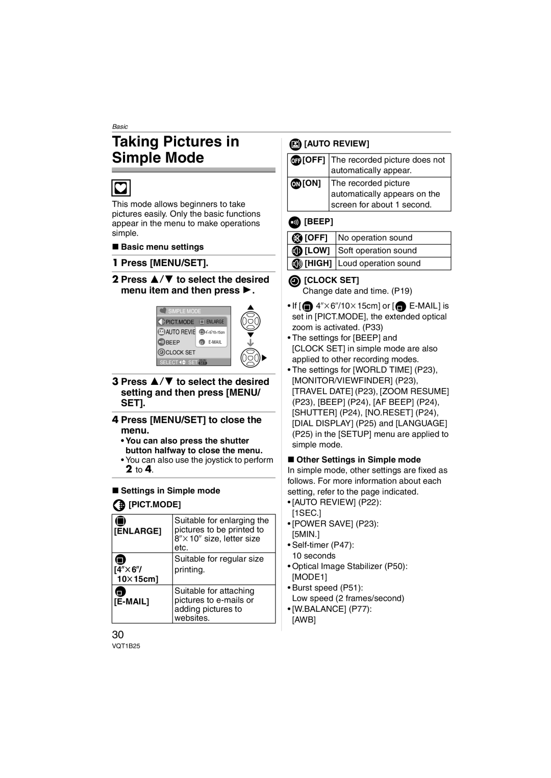 Panasonic DMC-FZ8, DMCFZ8K operating instructions Taking Pictures in Simple Mode 