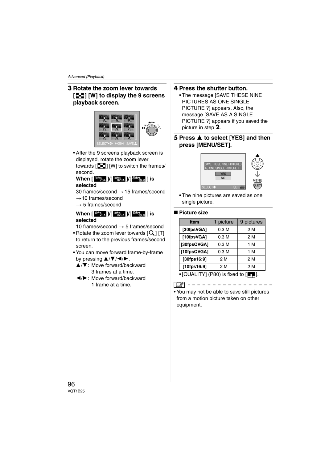 Panasonic DMC-FZ8, DMCFZ8K operating instructions Press the shutter button, When / / is selected, Picture size 