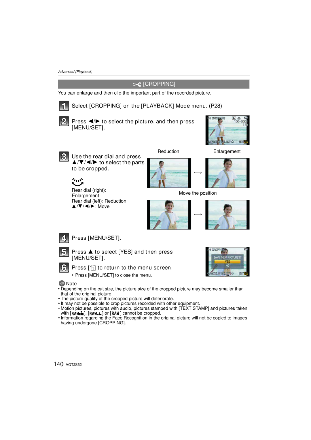 Panasonic DMC-G10K operating instructions Cropping 