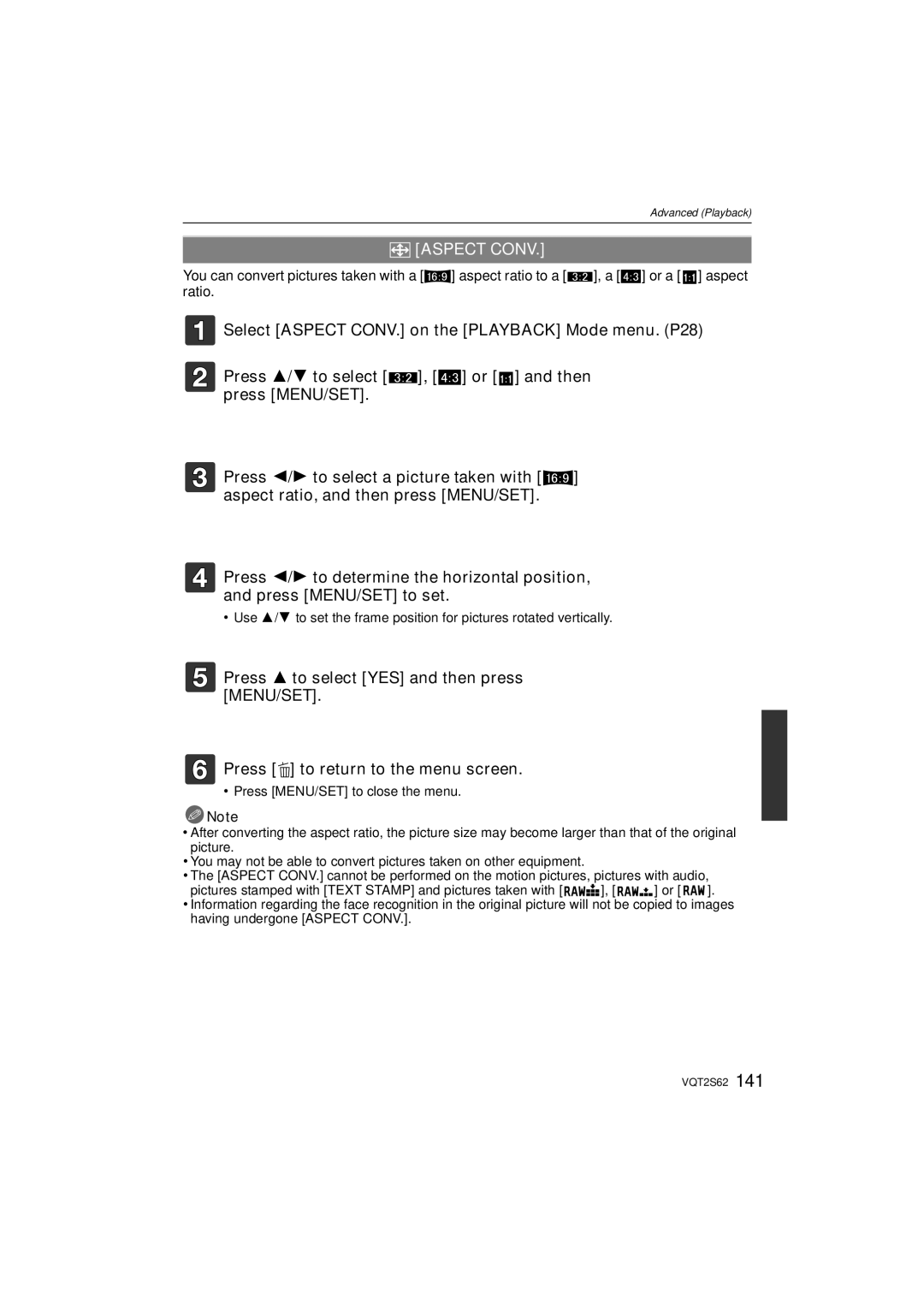 Panasonic DMC-G10K operating instructions ? Aspect Conv 