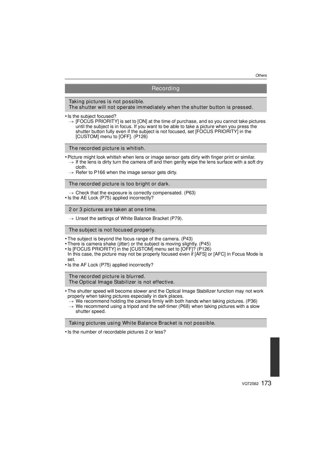 Panasonic DMC-G10K operating instructions Recording 